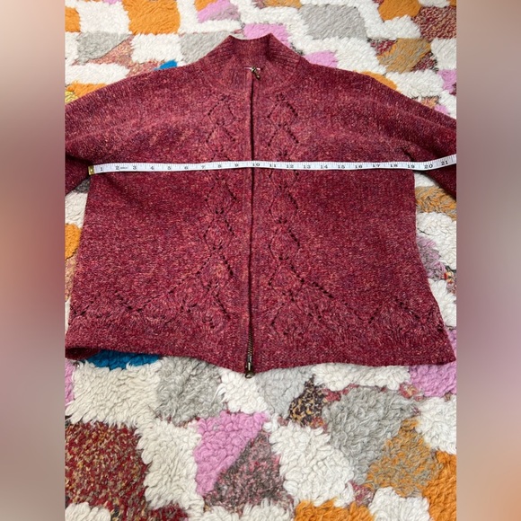 COLUMBIA Wool Cotton Blend Knit Outdoor Zip up Maroon Pink Sweater Size Small - Picture 14 of 15